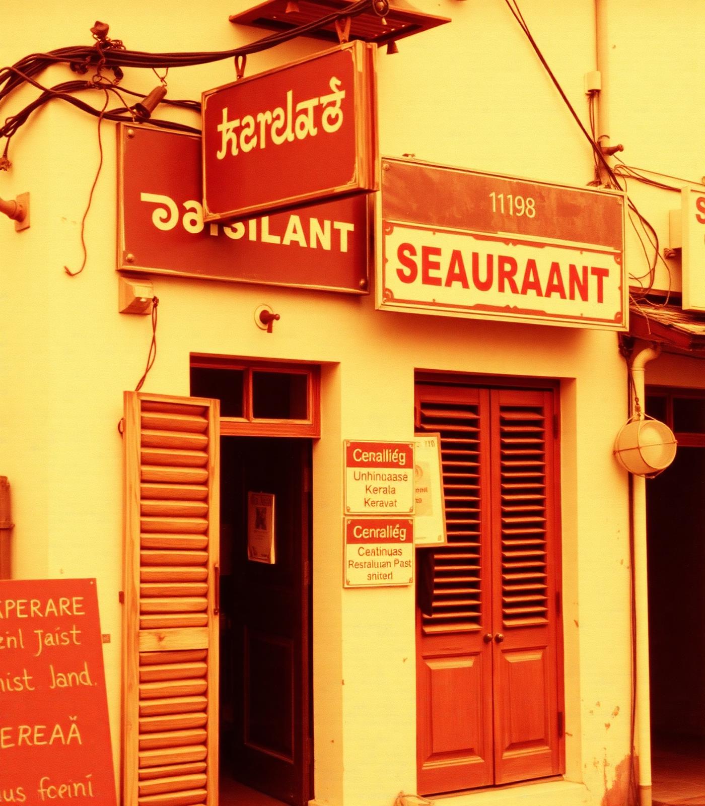 Historic Kerala restaurant storefront